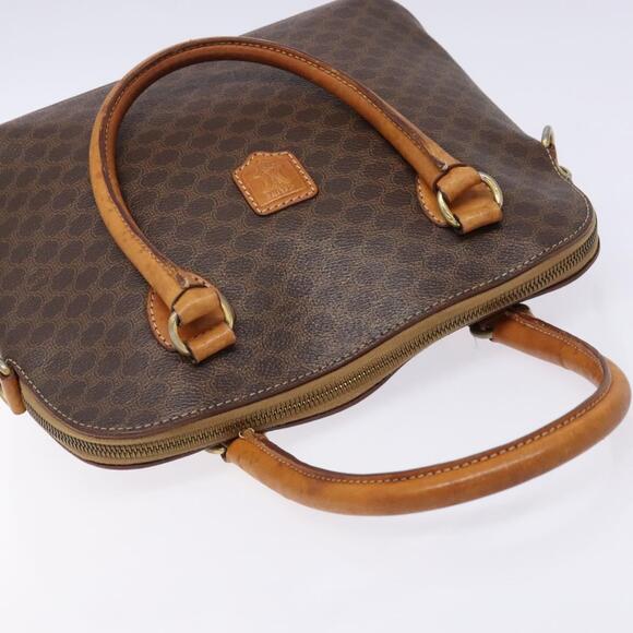 CELINE Macadam Canvas Hand Bag Pvc Leather Brown Gold - Picture 6 of 13